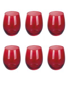 Set 6 bicchieri acqua 600 ml, rosso, Luce Sibilla