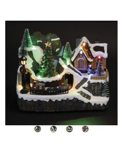 Villaggio natalizio con musica e led, 23x15x18 cm, Santa's House