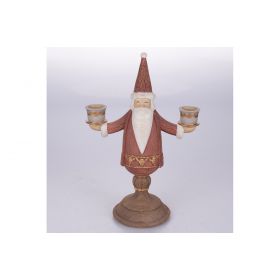 Babbo Natale porta candele in poliresina h. 31,5 cm, XMas