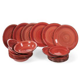 Servizio piatti 9 pezzi in stoneware dipinto a mano, Dubai Red