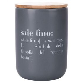 Barattolo sale fino 700 ml in ceramica e bambù, Victionary