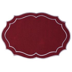 Tovaglietta rossa 30x45 cm, bordo smerlato argento XMas