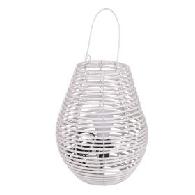 Lampada anfora h. 34 cm effetto rattan, bianco, Sibilla