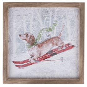 Quadro natalizio 25x25 cm, cornice in legno, XMas Vintage