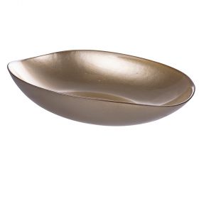 Ciotola/Centrotavola ovale oro in vetro, metallic finish, Elegance Sibilla