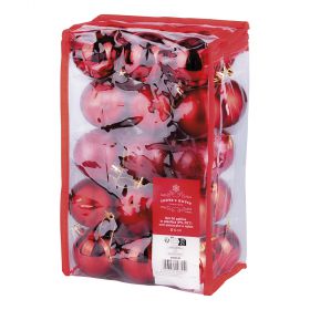 Set 30 palle natalizie rosse assortite Ø 6 cm, in pvc bag, Santa's House