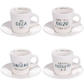 Set 4 tazzine caffè 90 ml con piattino, Le Travisate