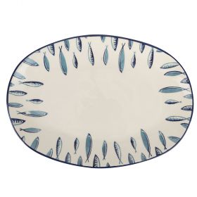 Piatto ovale piano, in ceramica, 37x25 cm, Marechiaro