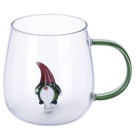 Mug 350 ml in vetro borosilicato, gnomo interno 3D, Xmas