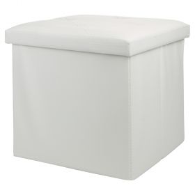 Pouf contenitore multiuso in pvc, bianco, Sibilla