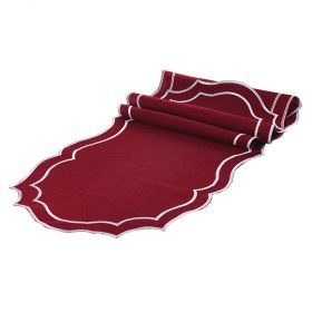 Runner rosso 40x173 cm, bordo smerlato argento, XMas