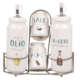 Set olio, aceto, sale e pepe in gres, Le Travisate