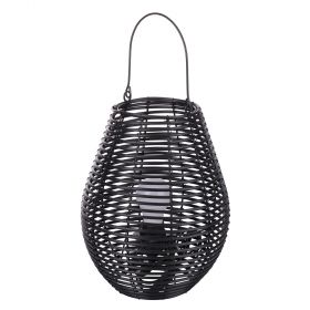 Lampada anfora h. 34 cm effetto rattan, nero, Sibilla