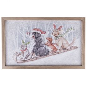 Quadro natalizio 40x25 cm, cornice in legno, XMas Vintage