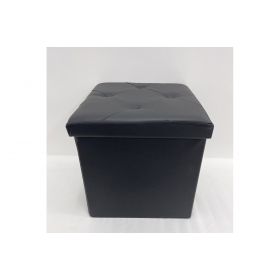 Pouf contenitore multiuso in pvc, nero, Sibilla