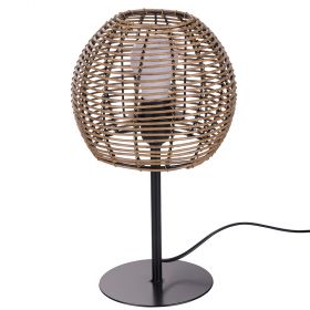 Lanterna da tavolo a semisfera h. 36 cm effetto rattan, marrone, Sibilla