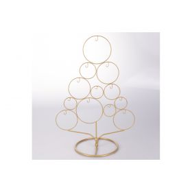 Albero di Natale in ferro h. 50 cm, 9 ganci, oro, XMas