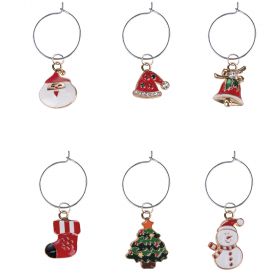 Set 6 segna bicchieri per calici e flûte, Xmas Charms