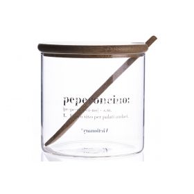 Vasetto peperoncino 550 ml in vetro, coperchio e cucchiaino in bambù, Victionary