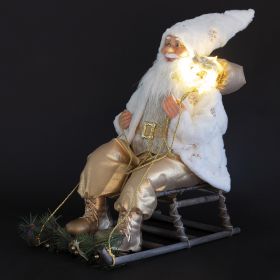 Babbo Natale con slitta 12 led in stoffa h. 60 cm, XMas