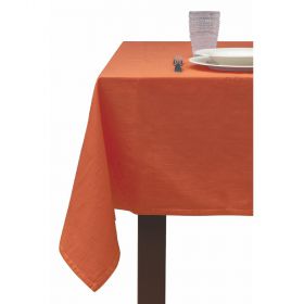 Tovaglia arancio in twill di puro cotone, 8 posti tavola