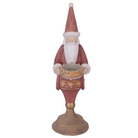 Babbo Natale porta t-light in poliresina H. 38 cm, XMas