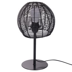 Lanterna da tavolo a semisfera h. 36 cm effetto rattan, nero, Sibilla