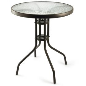 Tavolo tondo 60 cm in metallo e vetro