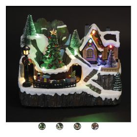 Villaggio natalizio con musica e led, 23x15x18 cm, Santa's House