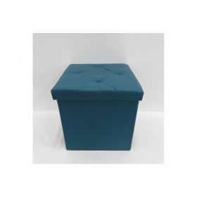 Pouf contenitore multiuso in pvc, ottanio, Sibilla