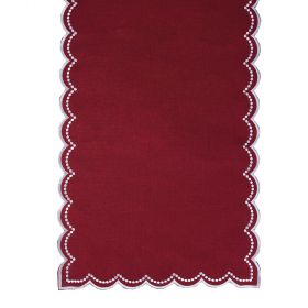 Runner rosso 40x173 cm, bordo smerlato argento, XMas