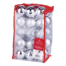 Set 30 palle natalizie argento assortite Ø 6 cm, in pvc bag, Santa's House