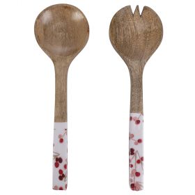 Set 2 posate a servire in legno di mango, Holly