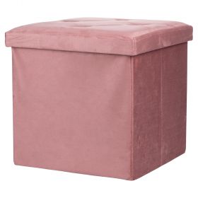 Pouf contenitore multiuso effetto velluto, rosa antico, Sibilla