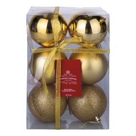 Set 6 palle di Natale oro assortite Ø 9 cm, Santa's House