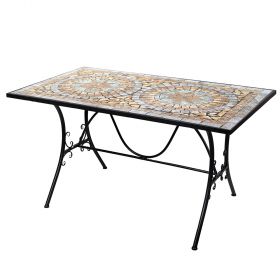 Tavolo rettangolare da esterno 142x82 cm in ferro e ceramica, Cipro Esté