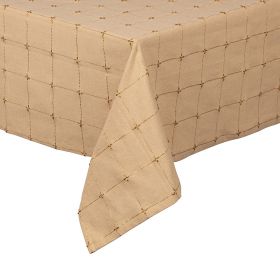 Tovaglia beige e oro 140x240 cm, 10-12 posti tavola, XMas