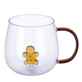 Mug 350 ml in vetro borosilicato, biscotto marzapane interno 3D, Xmas