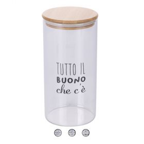 Barattolo 1,5 L in vetro borosilicato, coperchio in bambù, Motivy