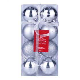 Set 8 palle di Natale argento assortite Ø 7 cm, Santa's House