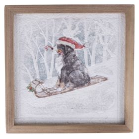 Quadro natalizio 30x30 cm, cornice in legno, XMas Vintage