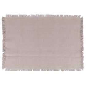 Tovaglietta rettangolare beige in cotone, Frange