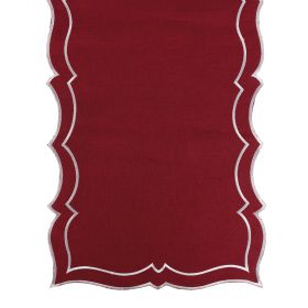 Runner rosso 40x173 cm, bordo smerlato argento, XMas