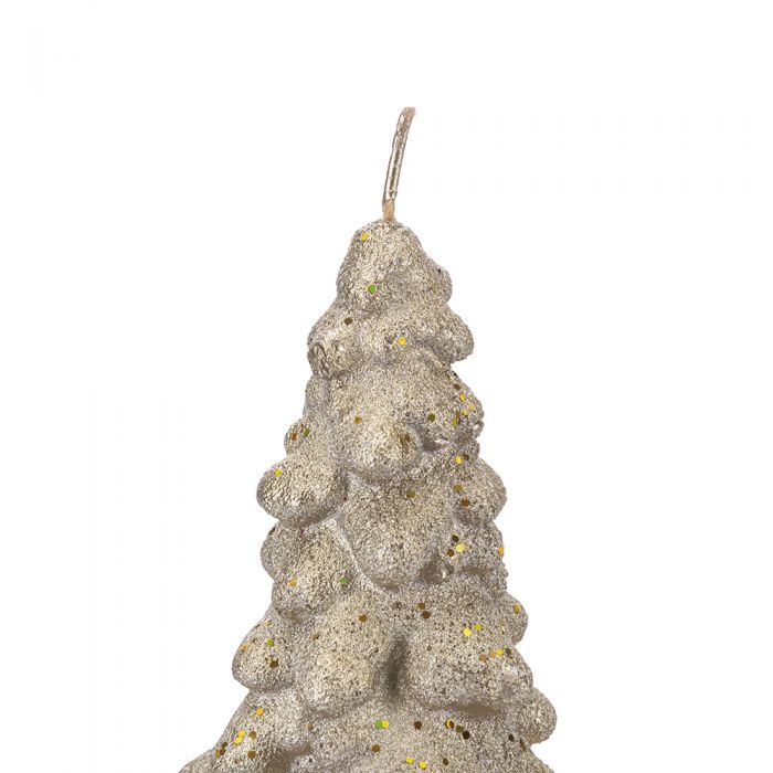 Candela albero di Natale in cera h. 20 cm con glitter Xmas